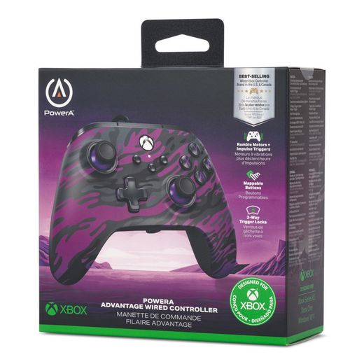 Mando alámbrico PowerA Advantage para Xbox Series X|S - Camuflaje morado