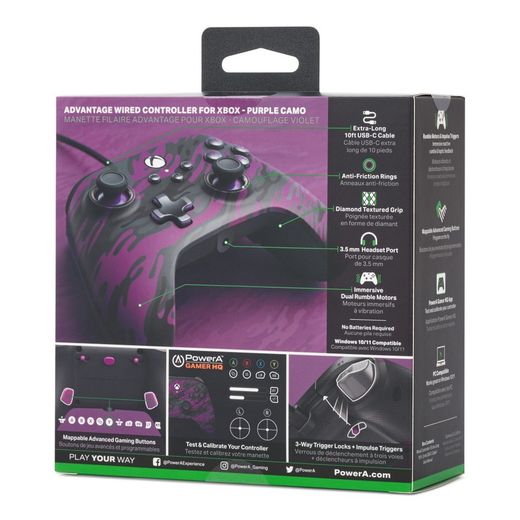 Mando alámbrico PowerA Advantage para Xbox Series X|S - Camuflaje morado