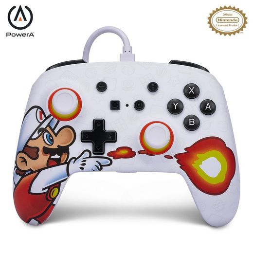 Mando con cable mejorado PowerA para Nintendo Switch - Fireball Mario