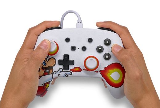 Mando con cable mejorado PowerA para Nintendo Switch - Fireball Mario
