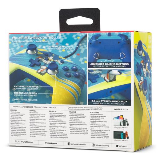 Mando con cable mejorado PowerA para Nintendo Switch - Impulso Sonic