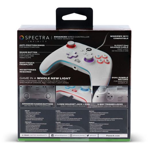 Mando con cable mejorado Spectra Infinity de PowerA para Xbox Series X|S - Blanco