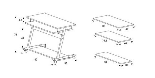 Mesa lateral para computador com rodas