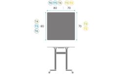 Mesa cuadrada TEAM SQ Rotulable. Dos tamaños y cinco tallas