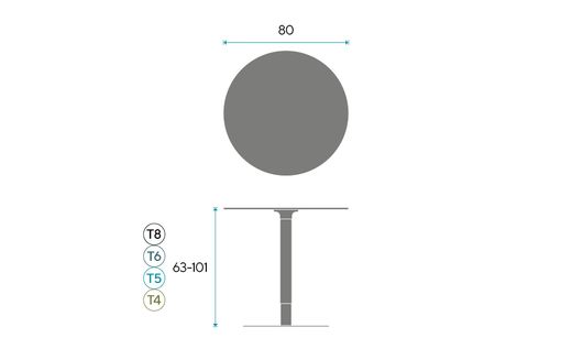 Mesa DISC UP. Elevable desde 63 a 101 cm