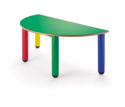 Mesa infantil semicircular com pés de polipropileno em 4 cores
