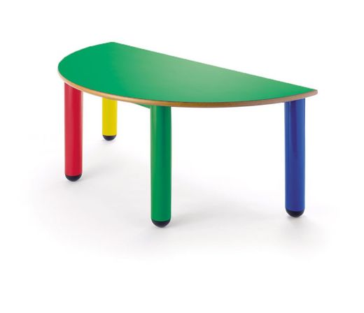 Mesa infantil semicircular com pés de polipropileno em 4 cores
