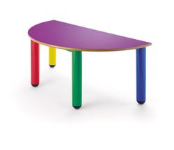 Mesa infantil semicircular com pés de polipropileno em 4 cores