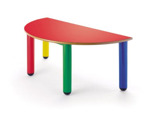 Mesa infantil semicircular com pés de polipropileno em 4 cores