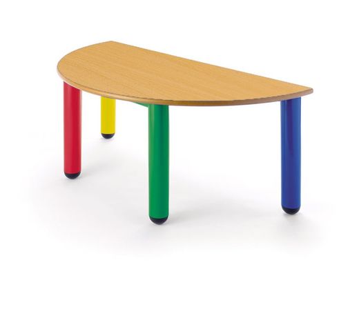 Mesa infantil semicircular com pés de polipropileno em 4 cores