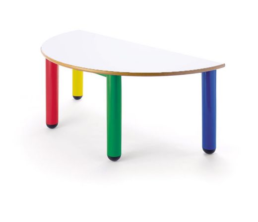 Mesa infantil semicircular com pés de polipropileno em 4 cores