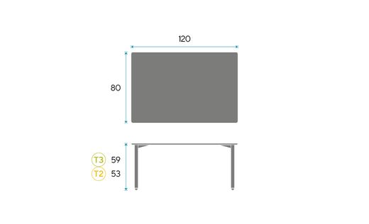 Mesa KIDDY G. 120 x 80 cm. Dos tallas