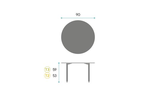 Mesa redonda KIDDY C. Diámetro de 90 cm. Dos tallas