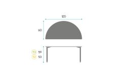 Mesa semicircular KIDDY SC. 120 x 60 cm. Dos tallas