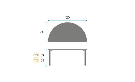 Mesa semicircular KIDDY SC. 120 x 60 cm. Dos tallas