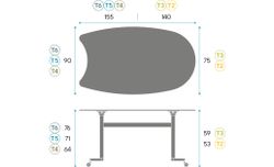 Mesa TWIST OVAL Rotulable. Dos tamaños y cinco tallas