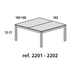 Tables carrées ou droites doubles et de réunion.