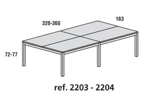 Tables carrées ou droites doubles et de réunion.
