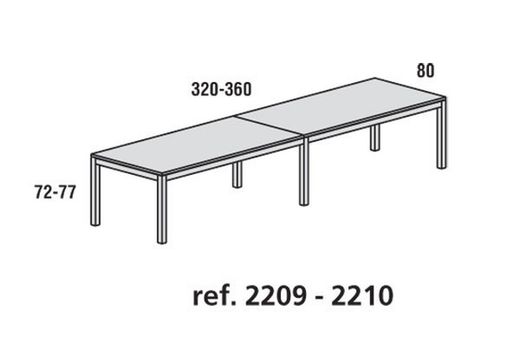 Tables carrées ou droites doubles et de réunion.