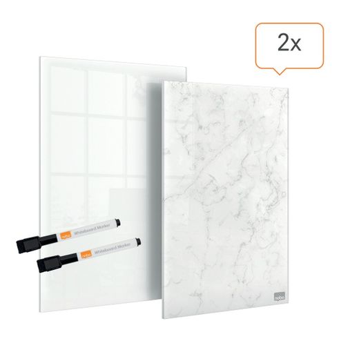 Pack de deux mini bloc-notes pour Nobo verre blanc quadro 230x152 mm