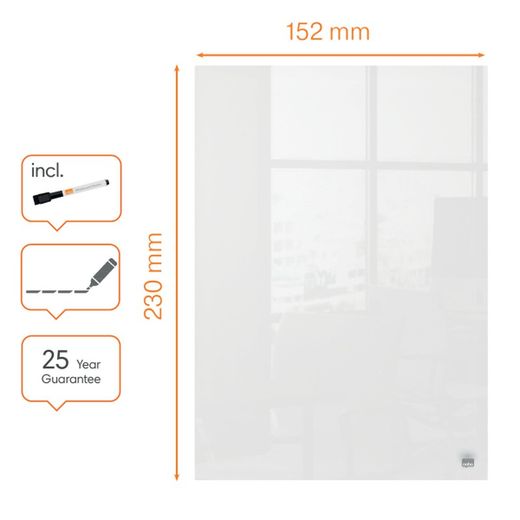 Pack de deux mini bloc-notes pour Nobo verre blanc quadro 230x152 mm