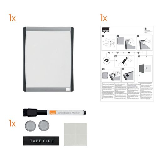 Mini pizarra magnética Nobo con marco arqueado 215x280 mm