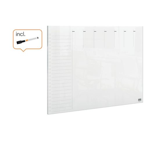 Nobo Mini Table ou Agenda Semainier en Acrylique Transparent Blanc A4 Mural