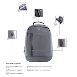 Mochila para notebook Ocean's Black Antifurto