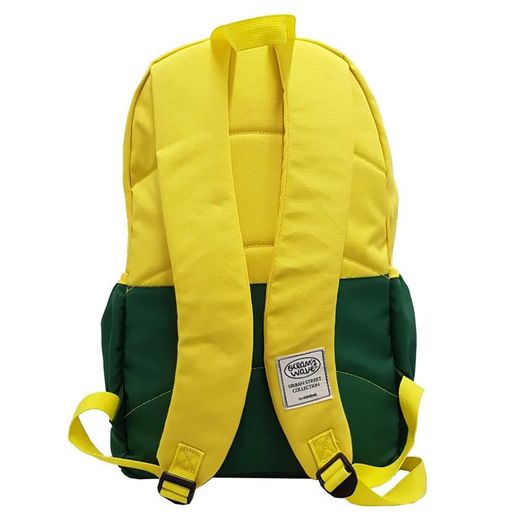 Mochila de série de dois tons amarelo/verde