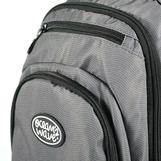 Mochila Multizipper Gris Olas