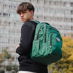 Sac à dos vert à fermetures multiples