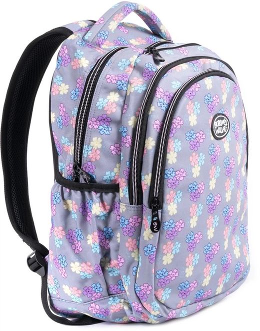 Sac à Dos Secondaire Matelassé Gris Fleurs Série