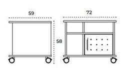 Armário lateral baixo em melamina com rodas