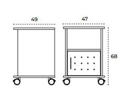 Unidade auxiliar de melamina com rodas