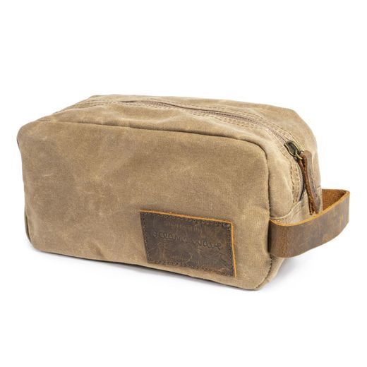 Trousse de toilette en toile camel