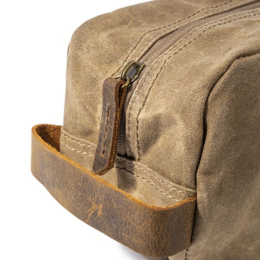 Trousse de toilette en toile camel