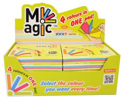 Notes autocollantes MAGIC couleurs néon 76x76 mm