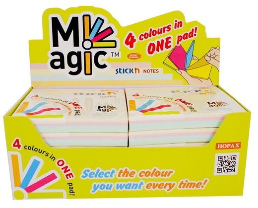 Notes autocollantes MAGIC couleurs pastel 76x76 mm