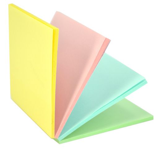 Notes autocollantes MAGIC couleurs pastel 76x76 mm