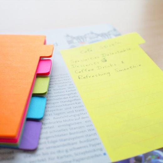 Notes autocollantes et signets MAGIC en 6 couleurs fluo