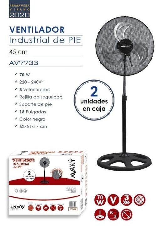 Pack 2 Ventiladores industriales de pie 45cm - 70W