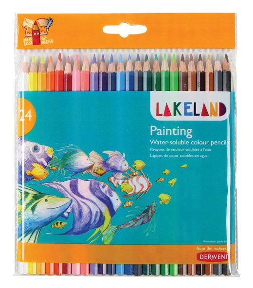 Pacote com 24 lápis de cor Derwent Lakeland solúveis em água