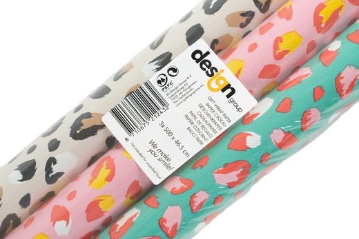 Pack 3 Rolos de Papel de Embrulho 5 mt Dierenprint