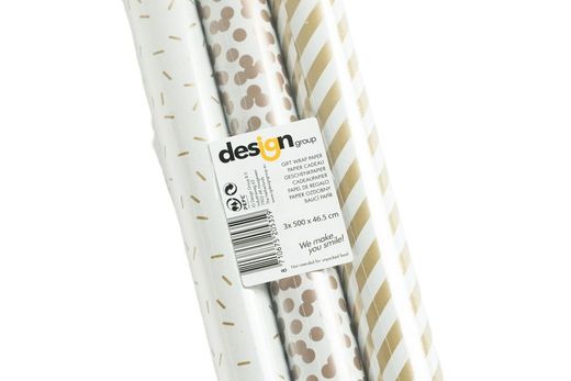Pack de 3 rouleaux de papier Embrulho 5 mt Goud