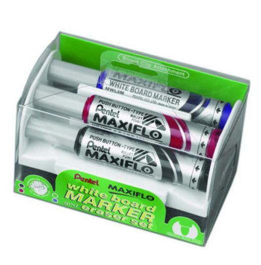 Pack 4 feutres pentel maxiflo + gomme