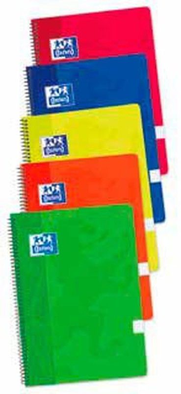Pack 4+1 cadernos Oxford de capa mole. Cores vivas
