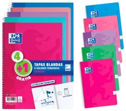 Pack 4+1 cuadernos Oxford tapa blanda folio colores tendencia