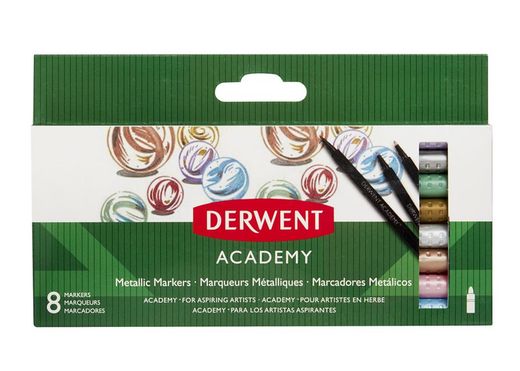 Pack 8 marcadores Derwent com cores metálicas