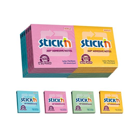 Pacote de 12 blocos de notas 360º 76x76 mm