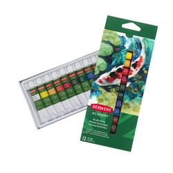 Pack de 12 tubos pintura acrílica Derwent de 12ml